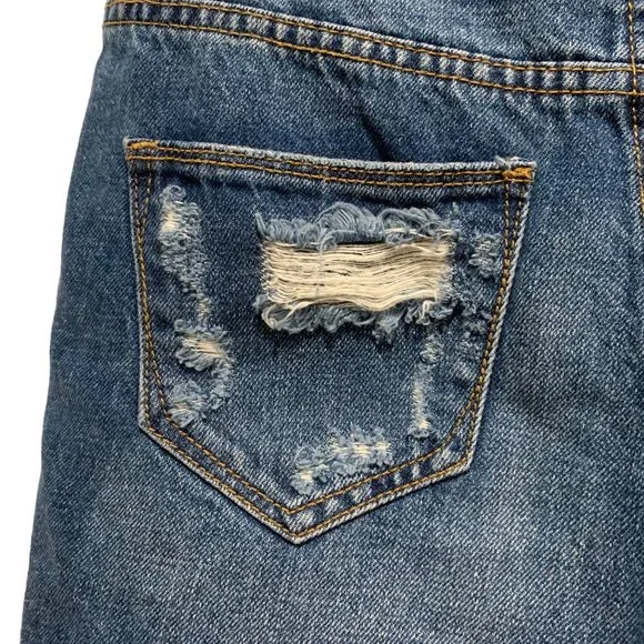 Guilded Intent Buckle High Rise Short Size 26 Distressed Blue Skinny Denim - Picture 8 of 14